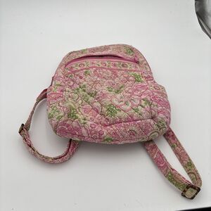 Vera Bradley Green And Pink Floral Pattern Backpack